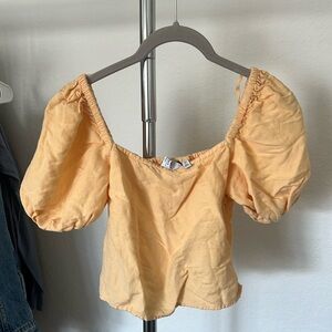 & Other Stories linen blend crop blouse